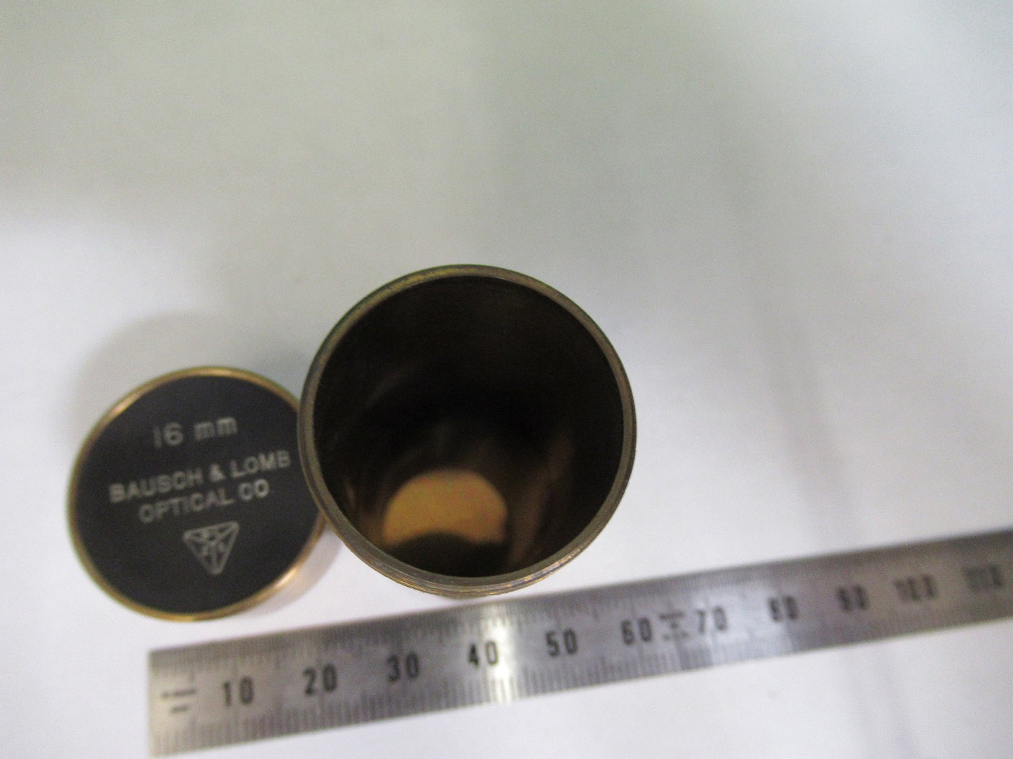 ANTIQUE BAUSCH LOMB BRASS CAN OBJECTIVE MICROSCOPE PART AS PICTURED  V1-A-03