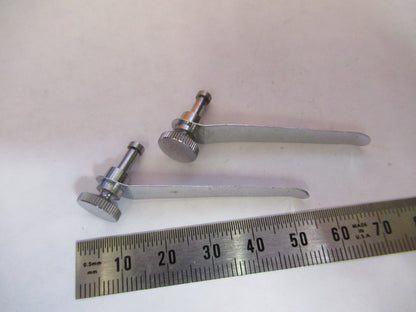 PAIR CLIPS STAGE UNITRON JAPAN MICROSCOPE PART AS PICTURED Y1-A-46