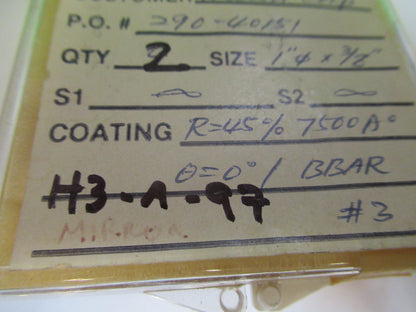OPTICAL LOT TWO LENSES COATED OPTICS AS PICTURED &H3-A-97