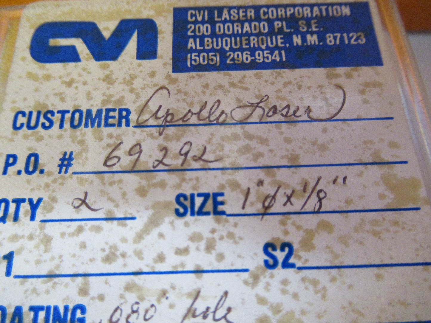 OPTICAL ex-NASA COATED LENS  PAIR PRO LASER OPTICS AS PICTURED Y4-A-77