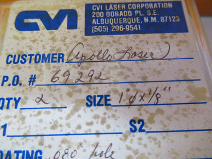 OPTICAL ex-NASA COATED LENS  PAIR PRO LASER OPTICS AS PICTURED Y4-A-77