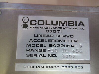 COLUMBIA RESEARCH LINEAR ACCELEROMETER SERVO AIRCRAFT AS PICTURED PART P5-A-52