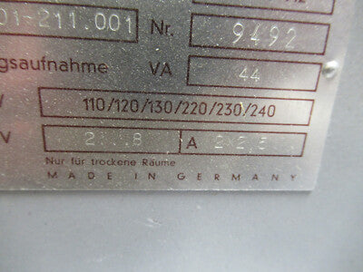 Ernst Leitz Wetzlar Germany Lamp Power Supply 301-211.001 Microscope