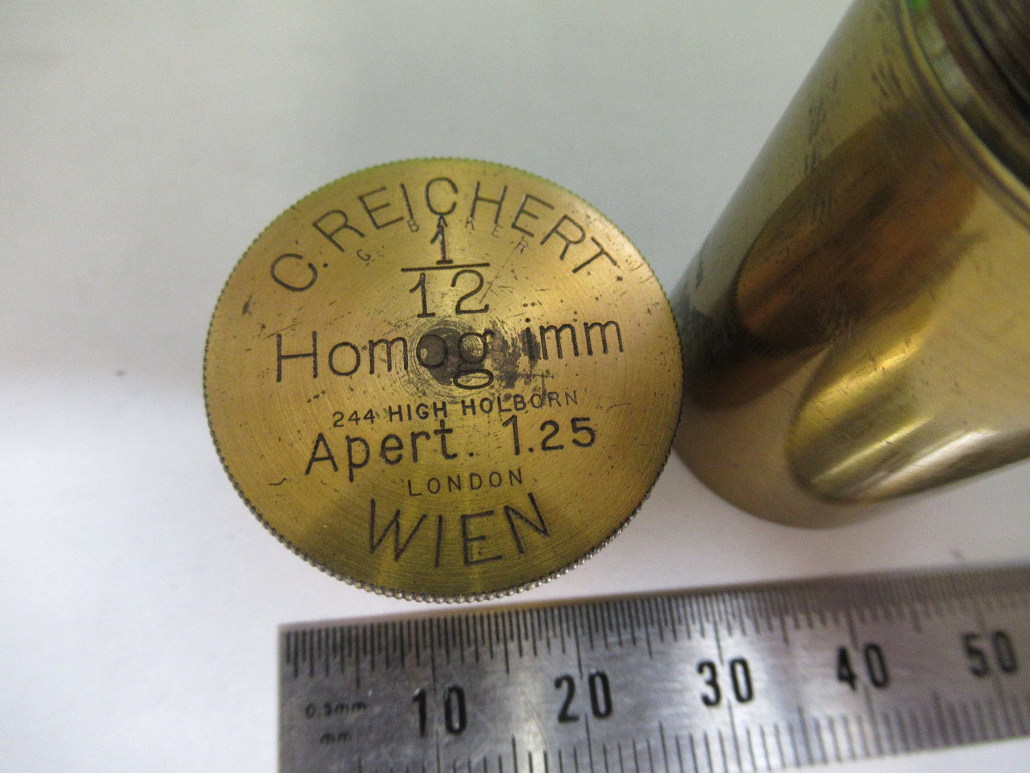 ANTIQUE BRASS EMPTY REICHERT AUSTRIA OBJECTIVE CANISTER MICROSCOPE PART T6-A-14
