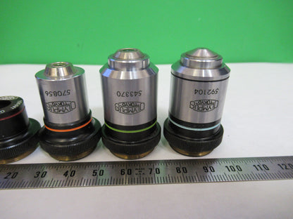 LOT OLYMPUS JAPAN OBJECTIVE 4X 10X 40X 100X MICROSCOPE PART AS PICTURED X4-A-29
