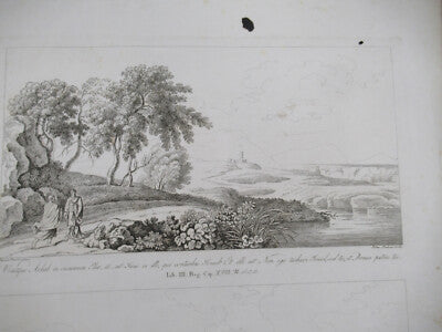 ANTIQUE ETCHING ITALIA ROME CIRCA 1810 GASPARD DUGHET PIETRO PARBONI AS PIC x