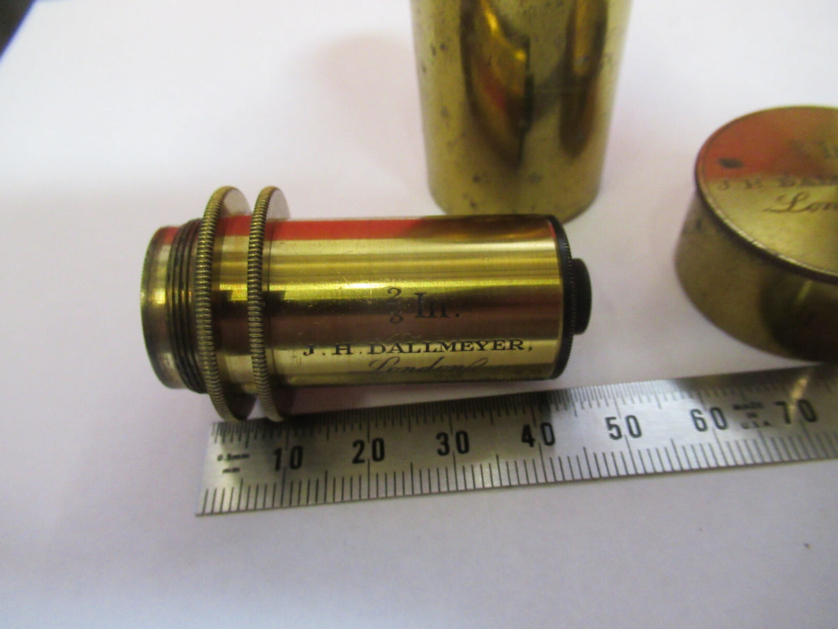 RARE ANTIQUE BRASS JH DALLMEYER LONDON 2/3" OBJECTIVE MICROSCOPE AS PIC &F8-A-02