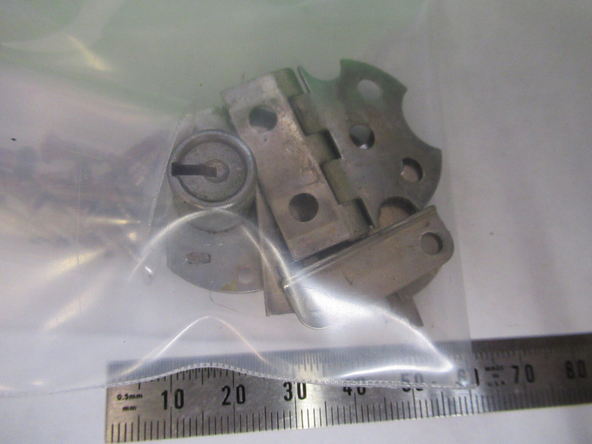 BAUSCH LOMB HINGES + LOCK PLUS KEY  MICROSCOPE PART AS PICTURED X9-B-32