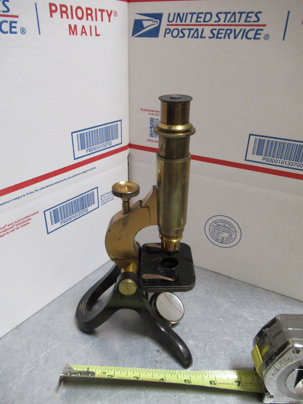 ANTIQUE BRASS HENRY CROUCH LONDON RARE ENGLAND MICROSCOPE AS PICTURED LOB