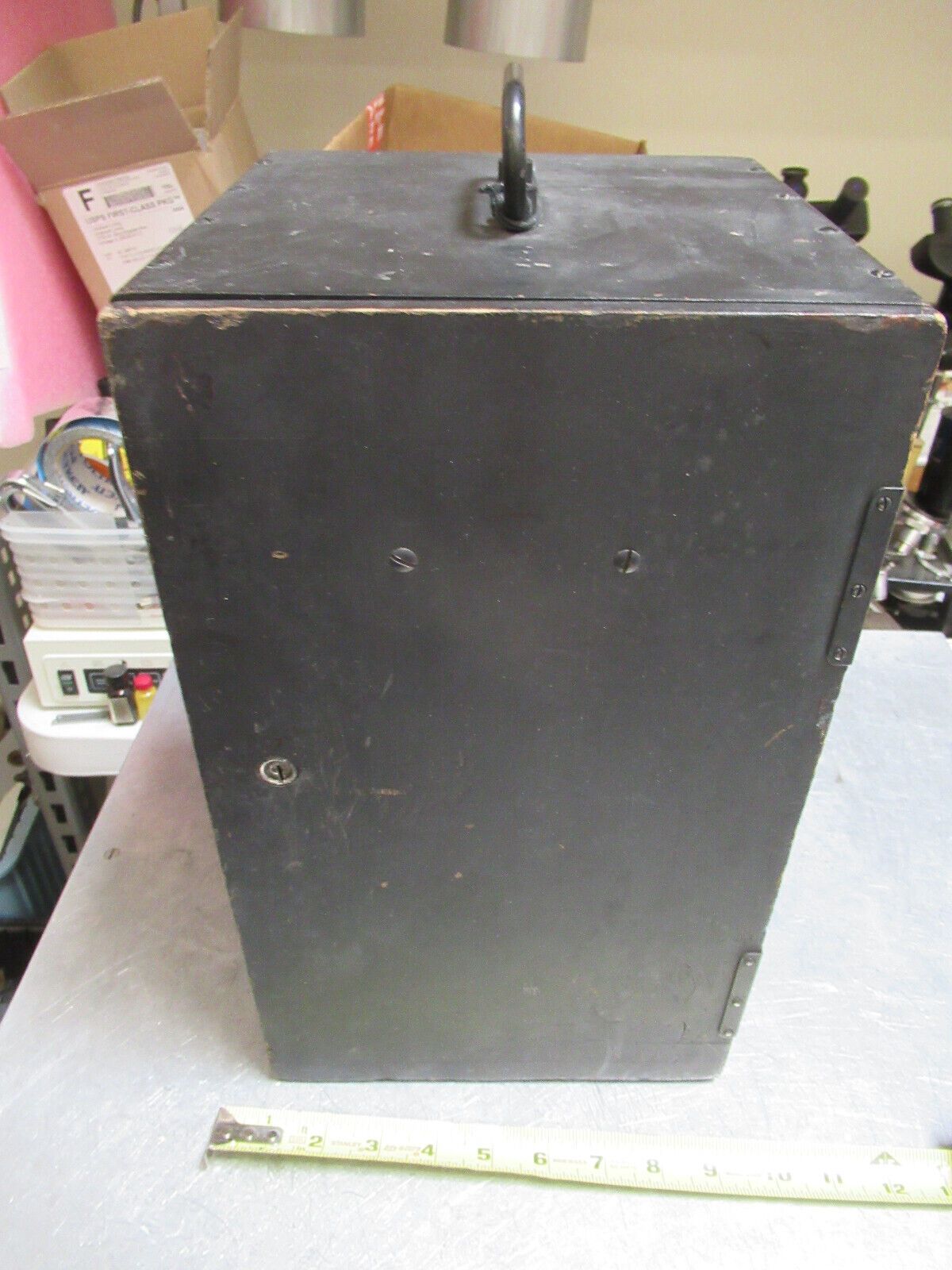 EMPTY AO SPENCER WOOD CABINET BOX WITH KEY MICROSCOPE PART AS PICTURED &TA-5