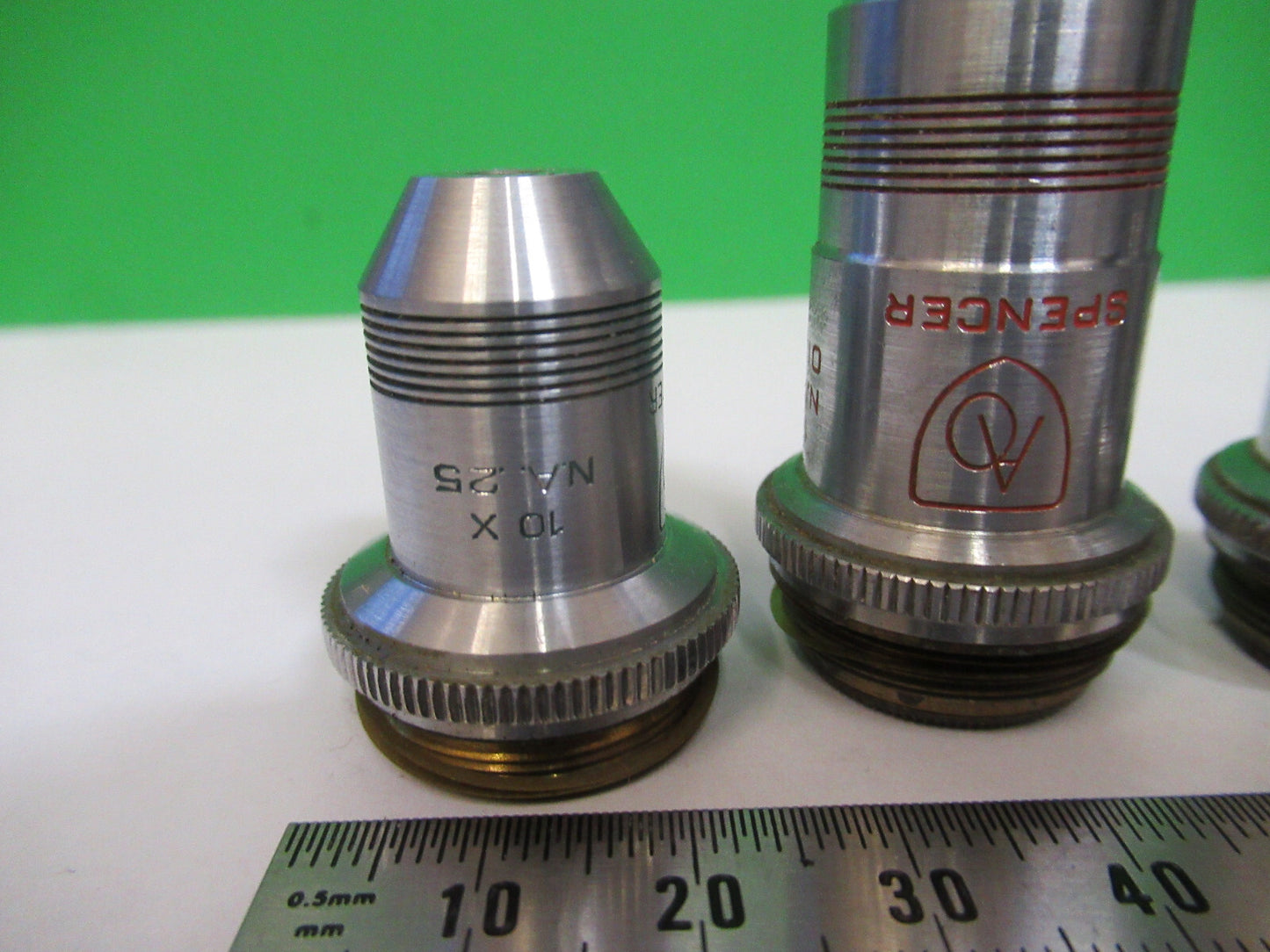 LOT 3 ea OBJECTIVES SPENCER AO MICROSCOPE PART AS PICTURED &R4-A-51