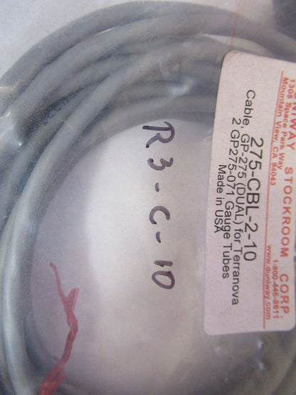 DUNIWAY 275-CBL-2-10 CABLE TERRANOVA GAUGE HIGH VACUUM AS PICTURED #R3-C-10