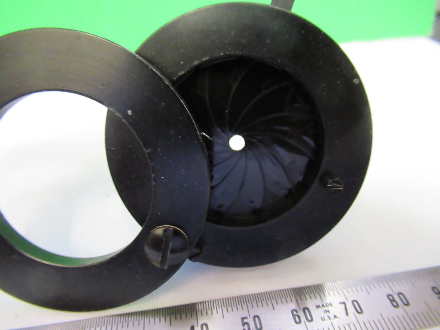 OLYMPUS JAPAN CONDENSER IRIS ASSEMBLY MICROSCOPE PART AS PICTURED T3-B-51