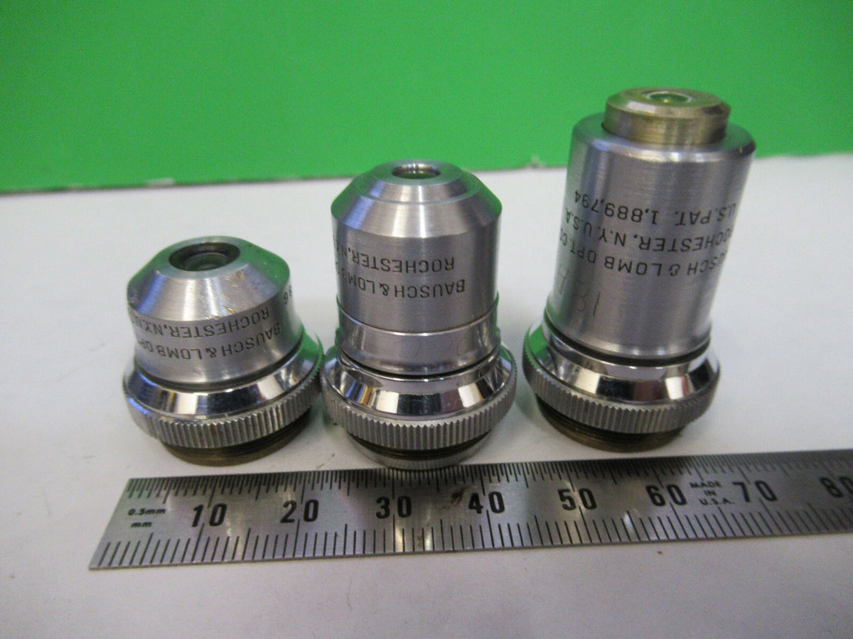 BAUSCH LOMB LOT OBJECTIVE 3.5X 10X 43X MICROSCOPE PART AS PICTURED G8-A-20
