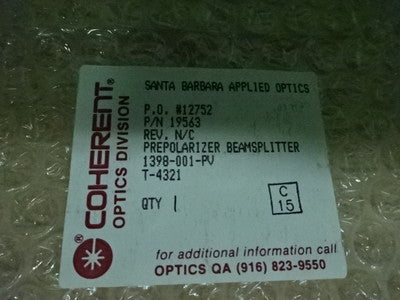 HUGE OPTICAL COHERENT BEAM SPLITTER PREPOLARIZER LASER OPTICS AS IS B#B2-H-02