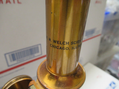 BRASS ANTIQUE BAUSCH LOMB MICROSCOPE WELCH SCIENTIFIC AS PICTURED LOB