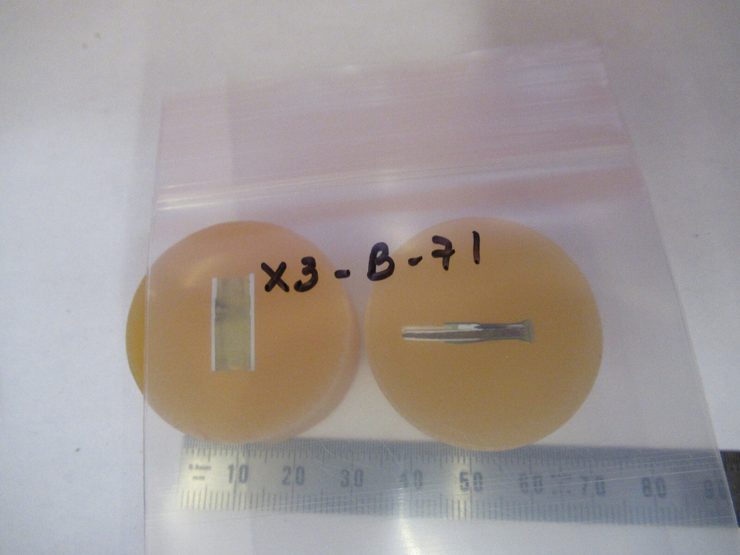 Lot 2 ea METALLOGRAPHIC METAL CROSS SECTION SPECIMEN MICROSCOPY SAMPLE X3-B-71