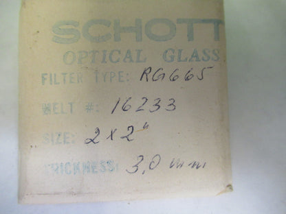 OPTICAL SCHOTT DARK RED FILTER  OPTICS  as pictured X7-A-68