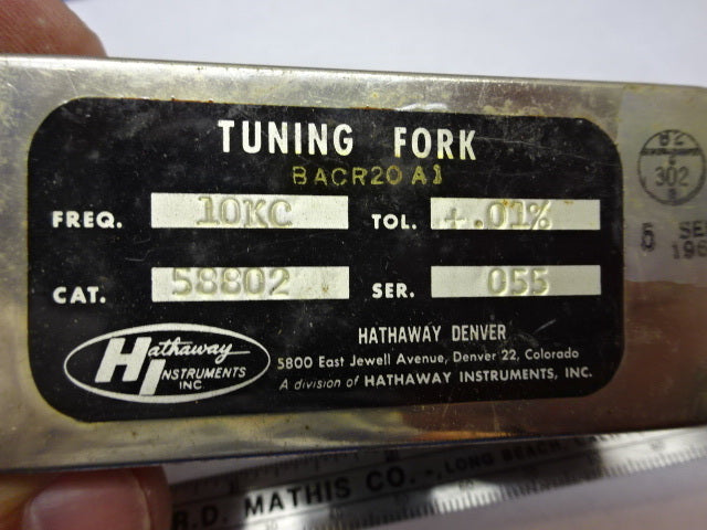 TUNING FORK HATHAWAY INSTRUMENT 10 KC FREQUENCY CONTROL AS IS #84-59