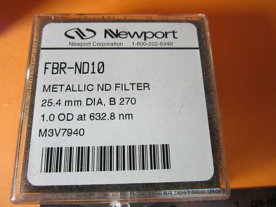 Optical Newport Metallic Filter 1" Dia fbr B270 1.0 @633 nm Laser Optics