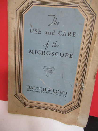 ANTIQUE BAUSCH LOMB BOOKLET INSTRUCTIONS 1932 MICROSCOPE PART AS PIC V7-A-15