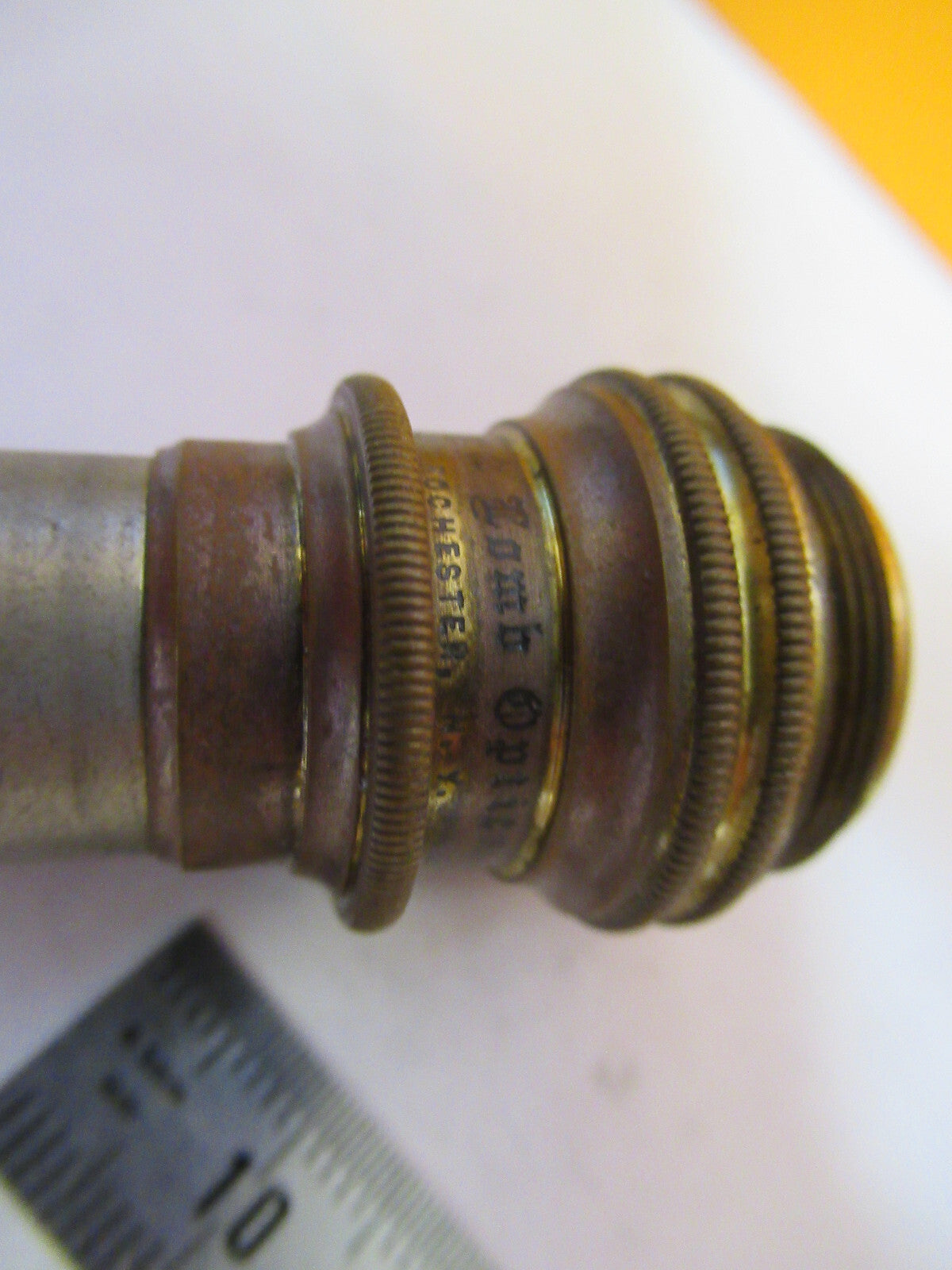 ANTIQUE BRASS BAUSCH LOMB OBJECTIVE 4mm MICROSCOPE PART AS PICTURED Y3-A-45