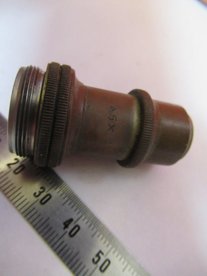 ANTIQUE BRASS ERNST LEITZ GERMANY OBJECTIVE MICROSCOPE PART AS PICTURED &S9-A-57