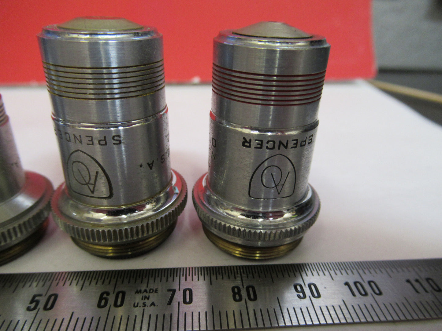 LOT AO AMERICAN SPENCER OBJECTIVES OPTICS MICROSCOPE PART AS PICTURED S4-B-77