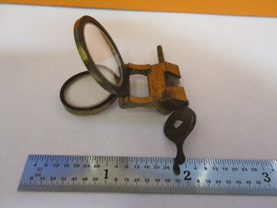 Antique Brass Lens + Prism Assembly Rare Microscope Part