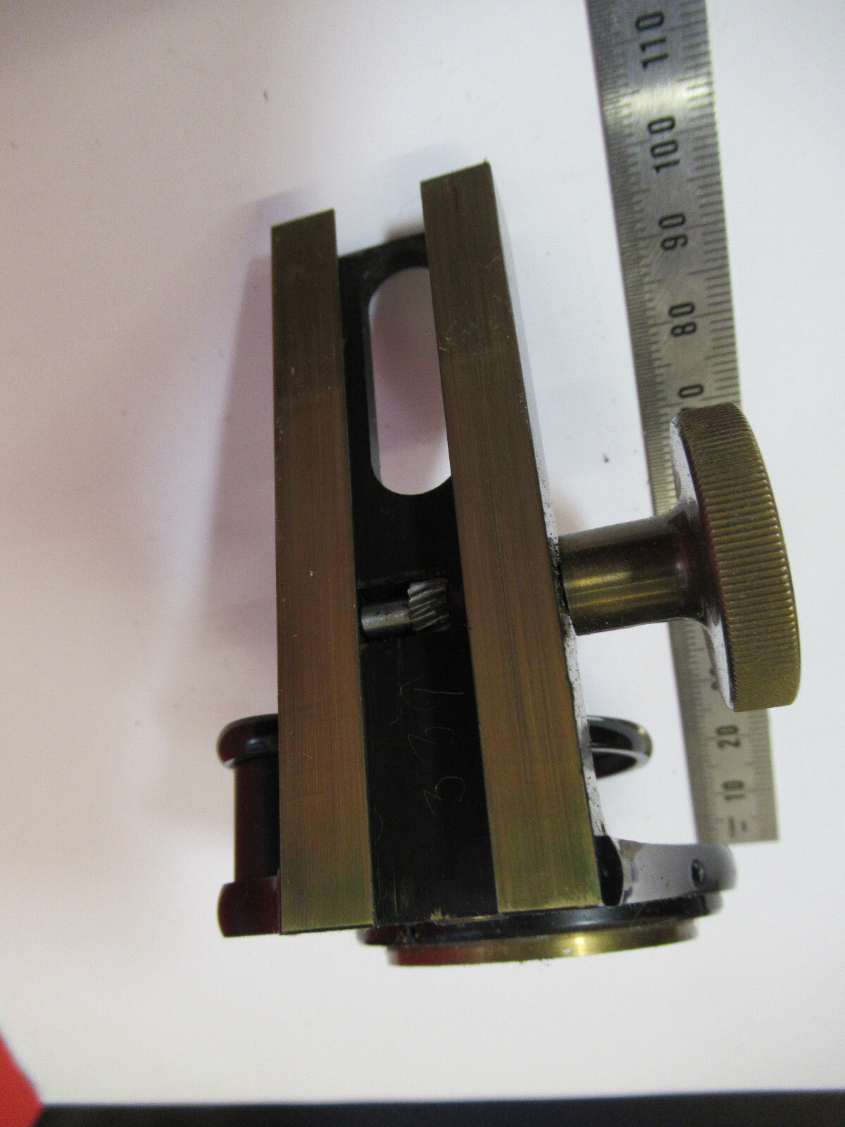 ZEISS GERMANY BRASS CONDENSER HOLDER MICROSCOPE PART AS PICTURED Y4-A-55