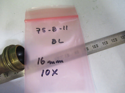 ANTIQUE BAUSCH LOMB BRASS OBJECTIVE 10X MICROSCOPE PART AS PICTURED &75-B-11