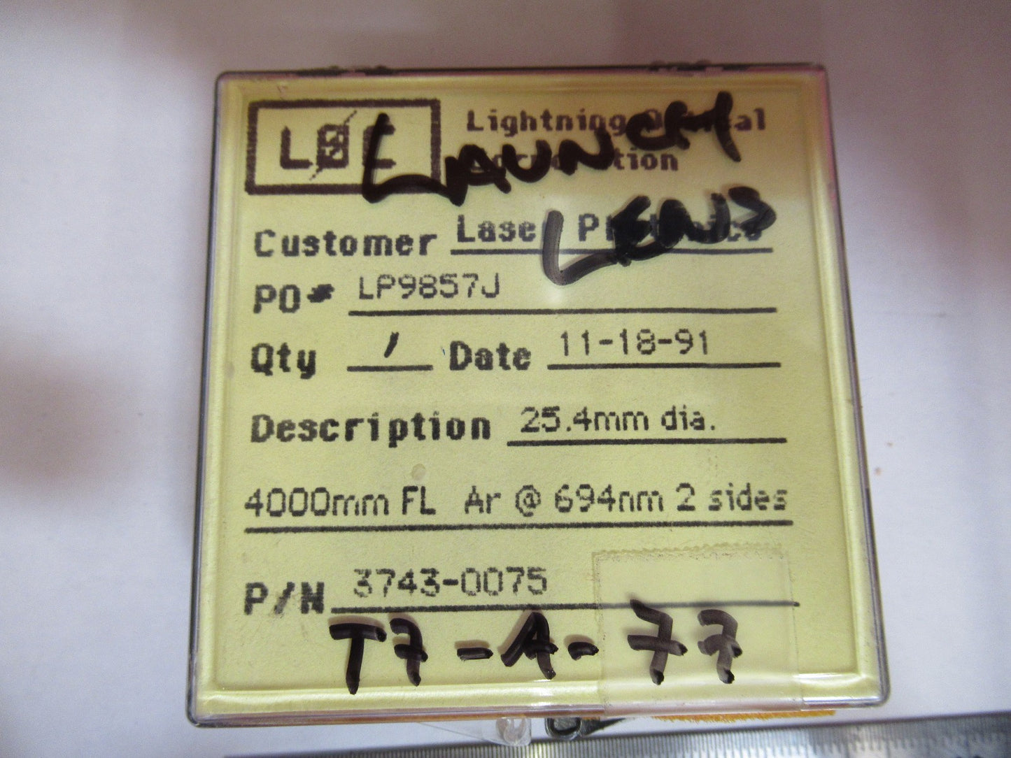 OPTICAL LENS LASER OPTICS AS PICTURED T7-A-77