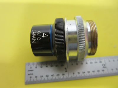 JAPAN OBJECTIVE 4X 749195 MICROSCOPE OPTICS AS IS BIN#A1-T-85