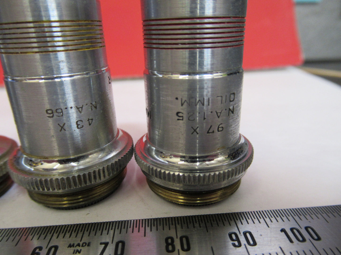 LOT AO AMERICAN SPENCER OBJECTIVES OPTICS MICROSCOPE PART AS PICTURED S4-B-77