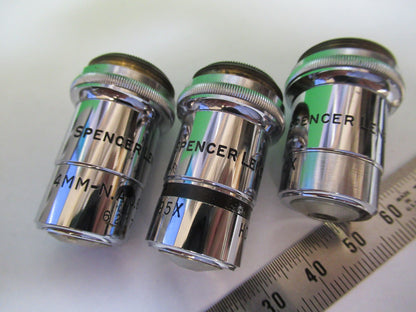 Lot Spencer Lens Co. Objective 10X 44X 95X Microscope Part Optics American Optical Co