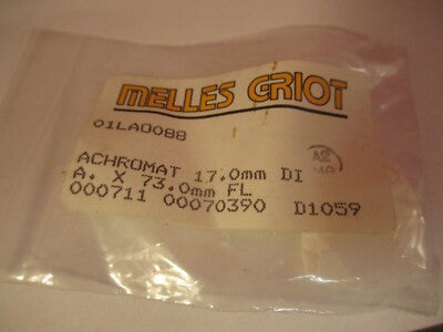 OPTICAL MELLES GRIOT LENS ACHROMAT 17mm dia 73mm FL OPTICS AS PICTURED &12-A-16