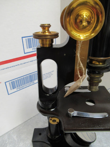 FOR PARTS OR REPAIR ANTIQUE MICROSCOPE BAUSCH LOMB + OBJECTIVES circa 1890 LOB