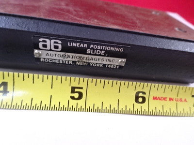LINEAR POSITIONING SLIDE STAGE TABLE AUTOMATION GAGES AS PICTURED &IL-74-25