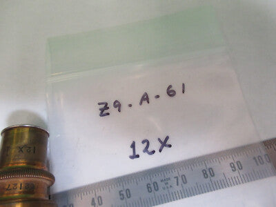 Antique Brass Spencer Lens Co. 12X Lens Objective Microscope Part