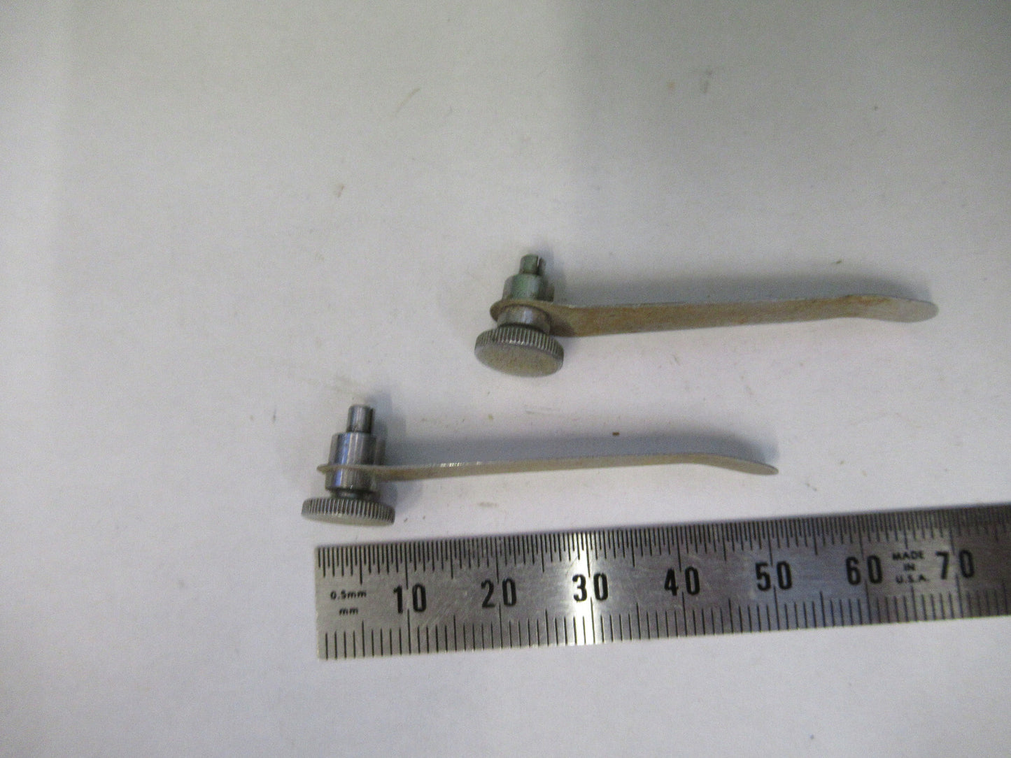 Antique Olympus Japan Pair Clips Stage Microscope Part