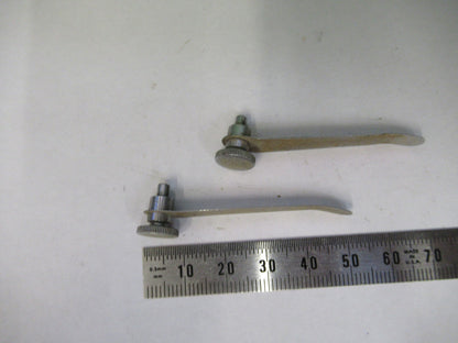 Antique Olympus Japan Pair Clips Stage Microscope Part