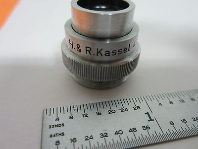 MICROSCOPE PART OBJECTIVE HERTEL KASSEL 4X OPTICS AS IS BIN#K9-47-A