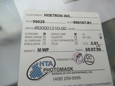COLLECTABLE PHOTOMASK HOETRON ELECTRONIC COMPONENTS RARE AS PICTURED &F5-A-123