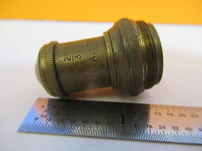 ANTIQUE BRASS UNKNOWN 2/3 OBJECTIVE MICROSCOPE PART AS PICTURED &7B-B-42