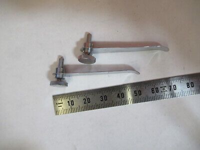 PAIR ANTIQUE CLIPS UNITRON JAPAN MICROSCOPE PART AS PICTURED 4B-FT-14