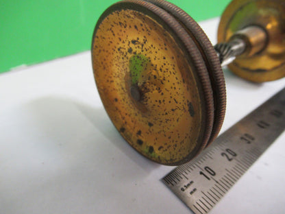 ANTIQUE BRASS STAGE KNOBS BAUSCH LOMB MICROSCOPE PART AS PICTURED X3-B-101