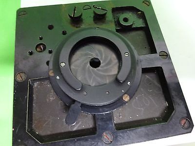 MICROSCOPE PART VINTAGE BRASS STAGE TABLE + IRIS LEITZ GERMANY AS IS BIN#72-11
