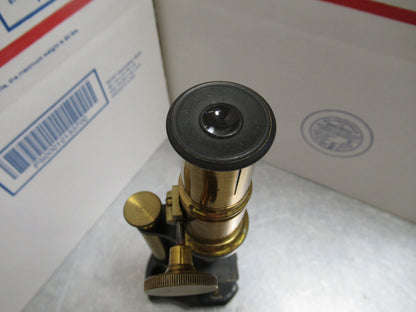 ANTIQUE BRASS MINIATURE RARE FRENCH MICROSCOPE AS PICTURED LOB