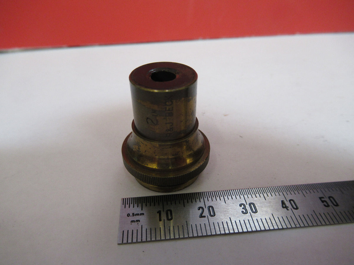 ANTIQUE BRASS BECK LONDON 2in OBJECTIVE MICROSCOPE AS PICTURED &F8-A-72