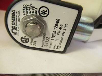 OMEGA ENGINEERING SV-122 SOLENOID VALVE AS PICTURED #12-A-49